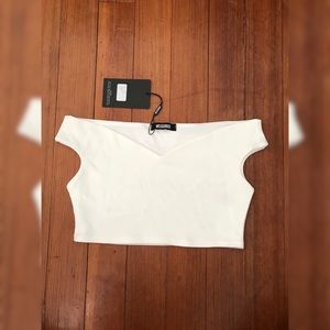 White off the shoulder crop top